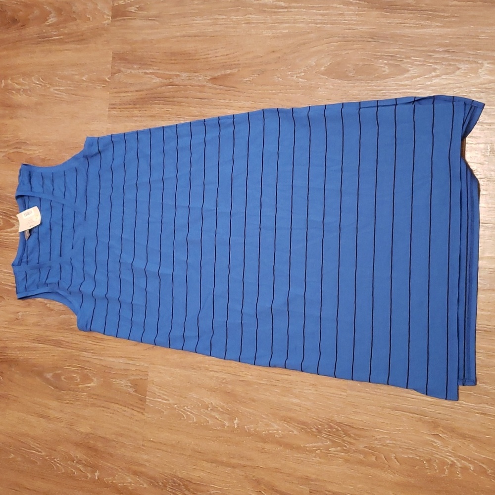 (L) NWT Denver Hayes Blue Stripe Stretch Comfortable Vacation Resortwear Coastal